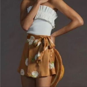 NWT:: Maeve Anthropologie Amber Golden Satin Floral High Waist Shorts